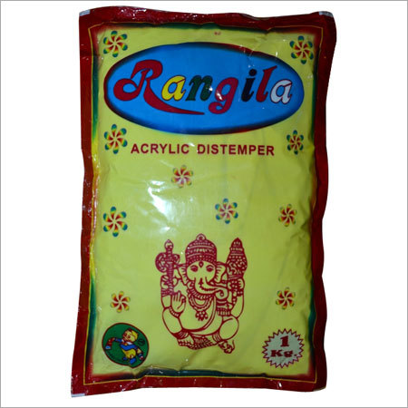 Acrylic Distemper - Acrylic Polymers, 1 kg, Yellow | Water-Based, High Dispersion Properties, Smooth Finish, Versatile Shades, Plastic Pouch, 24 Months Shelf Life