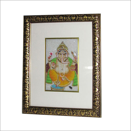 Indian Blessing Ganesha Hand Painting On Marble Tile
