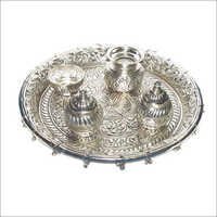 Pooja Thali - Polished Silver, Light Weight With Excellent Shine And Rust Proof Design | Ideal For Home Decoration And Religious Activities