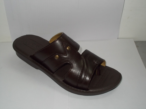Ladies Slipper - Leather, Brown, Slip-On | Open-Toe, Lightweight, Breathable, Durable Rubber Sole