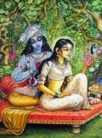 Krishna Braiding Radha's Hair