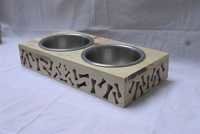 Various Colors. Wooden Double Diner Dog Bowls
