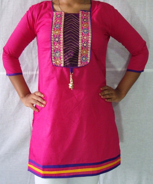 Designer Cotton Kurti 2 Lace Stitch and Hanging