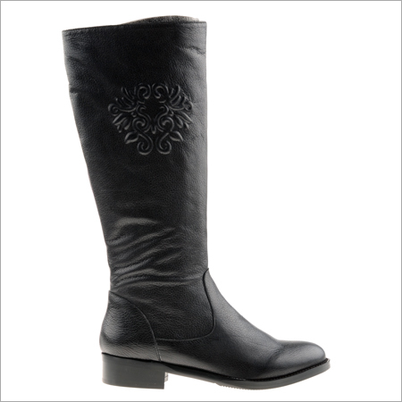 Ladies Boots - Leather, Knee-High, Black, Zip Closure | Elegant Design, Comfortable Fit, Durable, Stylish Look, Low Heel