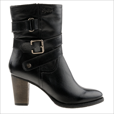 Ladies Boots - Leather Varied Sizes Black | Stylish Design Comfortable Fit Buckle Closure High Heel Ankle Style