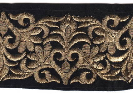 Embroidery Laces - Embroidered, Customizable Length, Gold Color | Durable Material, Elegant Design, Intricate Embroidery, Versatile Use