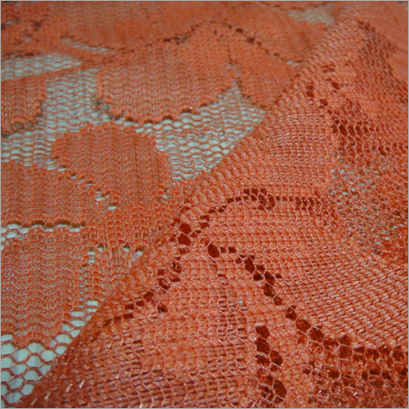 Lace Fabric - Polyester, 54 Inches Wide, Orange | Soft Texture, Elegant Floral Pattern, Slight Stretch, Durable