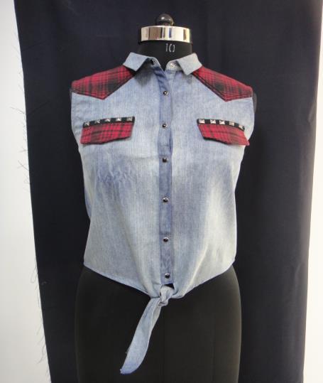 Check Denim T Shirt