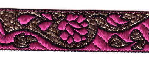 Jacquard Borders - Polyester 3cm x 50m Pink Floral Lace | Elegant Design, Durable, Versatile