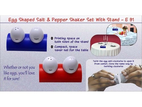Designer Egg Shaped Salt & Pepper Shaker Set with Stand