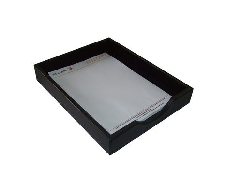 Black Leather Letter Tray