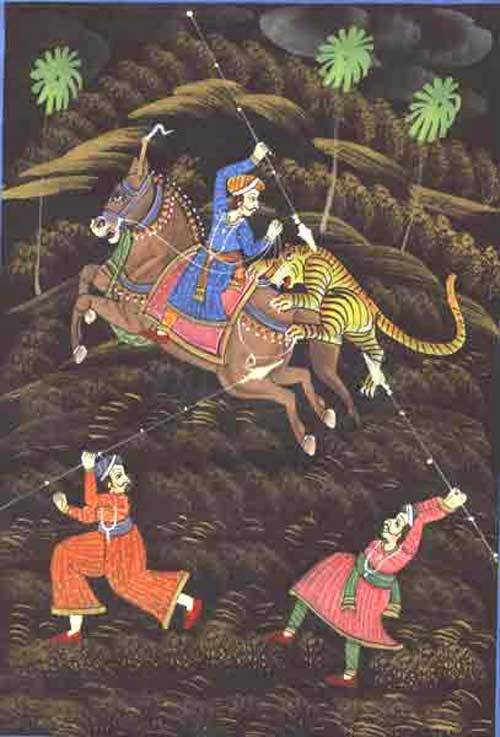 TIGER HUNTING ON HORSE