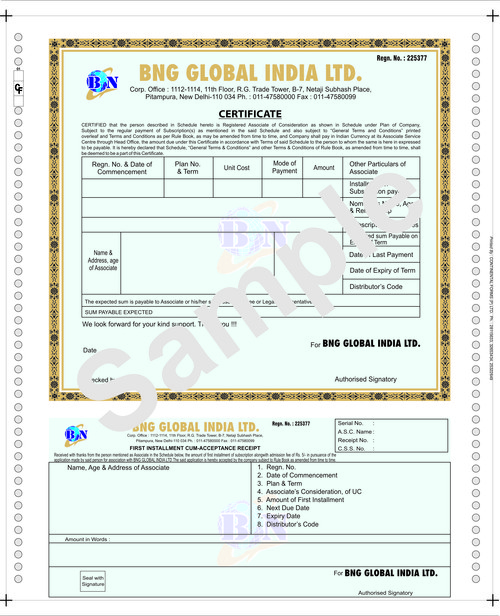 Certificate Printing Services By CONTINENTAL FORMS (P) LTD.