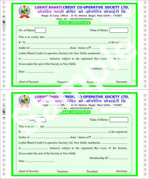Share Bond Certificates Printing