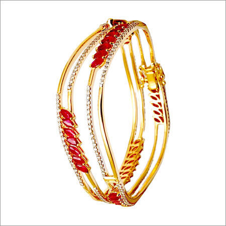 Prong Setting Ruby Gemstone Diamond Bangle Gender: Women