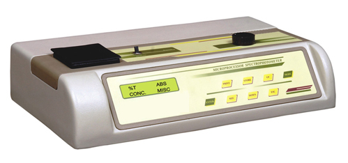 MICROPROCESSOR SPECTROPHOTOMETER 1305 - 475 x 285 x 130 mm, 340-960 nm Wavelength Range, Light Source 10W Halogen, Data Storage, LCD Display, PC Interface
