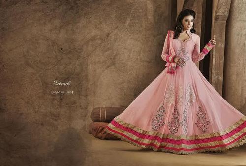 pink anarkalli dress