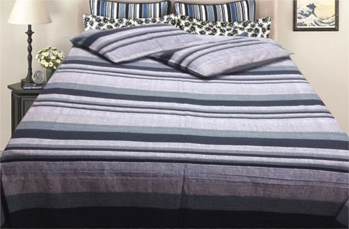 Black Gray Handloom Bed Cover