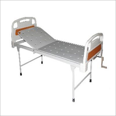 Semi Fowler Bed - Steel Frame 198x90x60 cm, Epoxy Coated | Crank Mechanism, Perforated Top, Detachable S.S. Bows