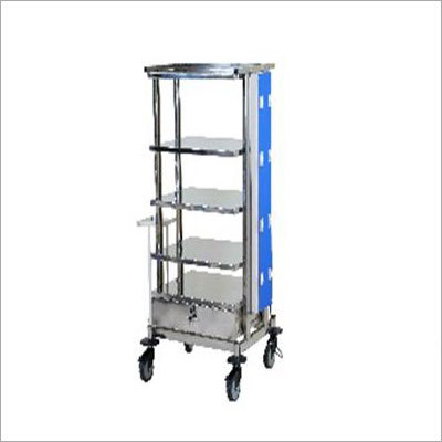 Monitor Trolly PC - Stainless Steel 70x50x150cm, Five Slabs, One Drawer | Mobile Storage, Electrical Sockets, Four Wheels with Brakes