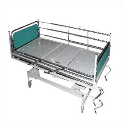 Hi-low ICCU Bed - Steel Frame, 198x90x60 cm, White | Height Adjustable, Multi-Position, Safety Rails, IV Rods