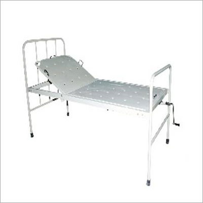 Delux Ward Bed - Steel Frame 198x90x60 cm, Two Section Press Bent Top, Epoxy Coated, Head Raise Lever Handle