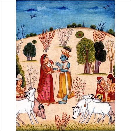 Radha and Krishna meet in forest