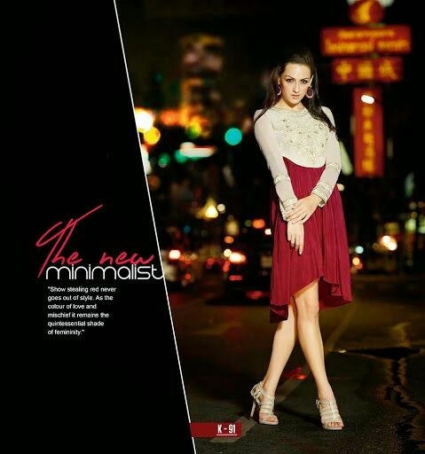Short Kurti - Georgette Fabric, Red Color, Embroidered Work | Stylish, Comfortable, Elegant, Versatile, Trendy