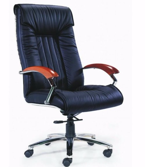 Executive Chair - Leather Metal, 45x50x120 cm, Black | Ergonomic Design, High Back Support, Swivel Base, Adjustable Height