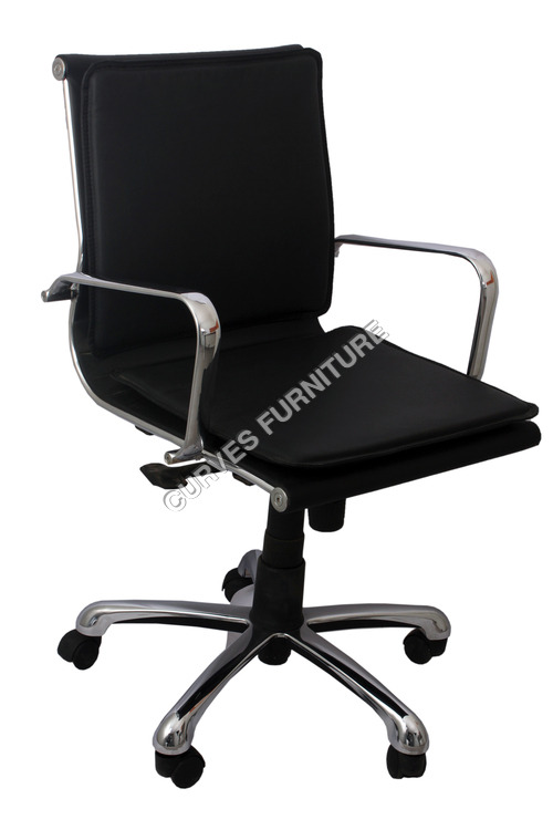 Office & Computer Chair - Leather & Metal, 20"x24"x36", Black | Ergonomic Design, Adjustable Height, Swivel Base