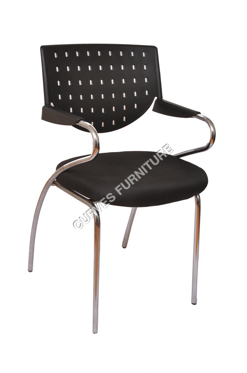 Office Fix Chair - Metal & Fabric, 18x20x24 inches, Black | Ergonomic Design, Durable Frame, Back Support, Comfortable Seating
