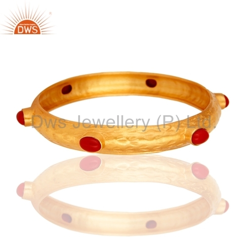 Sterling Silver Bangle With Gold Plated