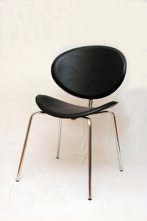 Cafeteria Chairs - Leather Metal, 45x50x80cm, Black | Comfortable Seating, Modern Design, Easy Cleaning, Space Saving