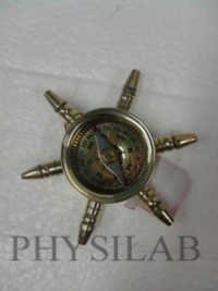 Nautical Ship Wheel Compass - Brass & Glass, Manual Operation For Survey And Lab Use, Corrosion Resistant & Long Lasting
