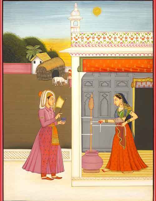 Raga Saranga - Cotton Canvas Watercolour, Variable Sizes | Hand-Painted, Classical Portrait, Vibrant Colors