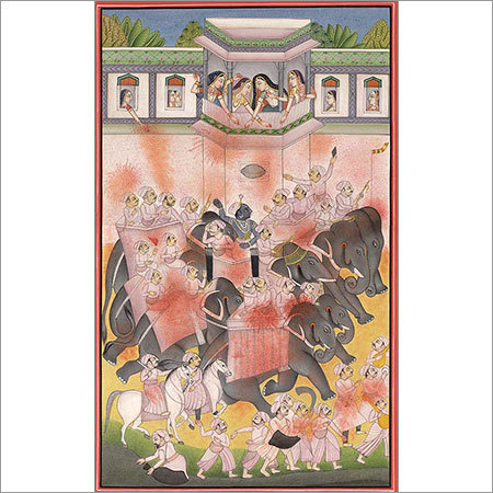 The month of  phalguna bundi miniature painting