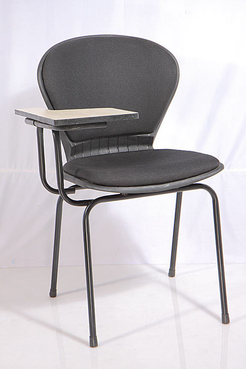 Conference Chairs - Metal Fabric, 18"x22"x36", Black | Comfortable Seating, Attached Writing Pad, Stackable Design
