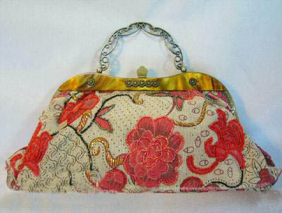 Bag - Fabric And Metal, 12x10x5 Inches | Durable Material, Stylish Design, Ample Space, Secure Clasp, Metal Chain Handle
