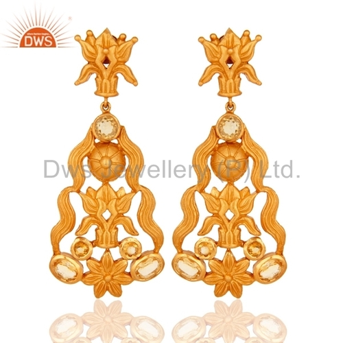 18K Gold-Plated Sterling Silver Citrine Earrings