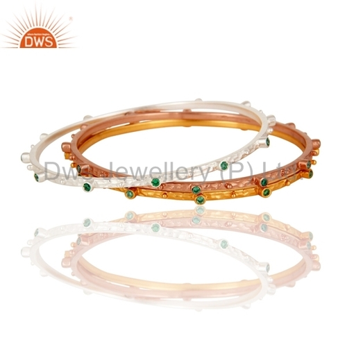 Green Zircon Fashion Bangle Set Jewelry