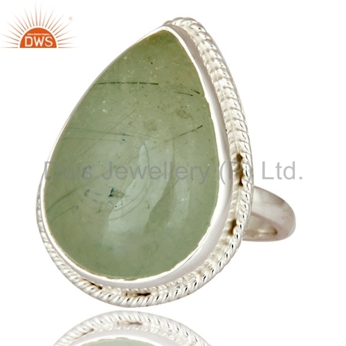 Sterling Silver Prehnite Gemstone Ring Gender: Women
