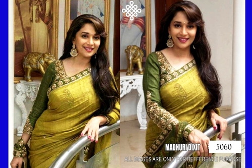 Printed Saree - Embroidered Design, Bollywood Style | Suitable for All Seasons: Summer, Winter, Rainy, Spring, Vibrant Green Color