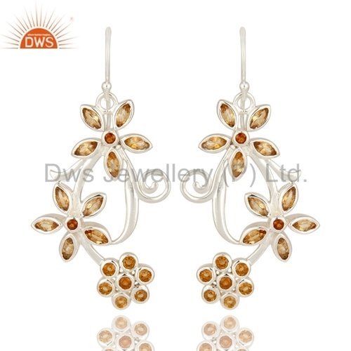 Designer Citrine Sterling Silver Earrings Metal Purity: 925