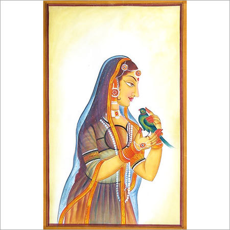 Young girl playing with parrot