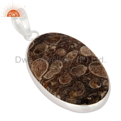 925 Silver Turritella Agate Pendant Jewelry Gender: Women