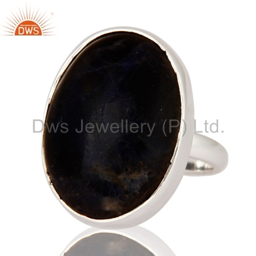 Sodalite Gemstone Fine Silver Ring Jewelry Gender: Women