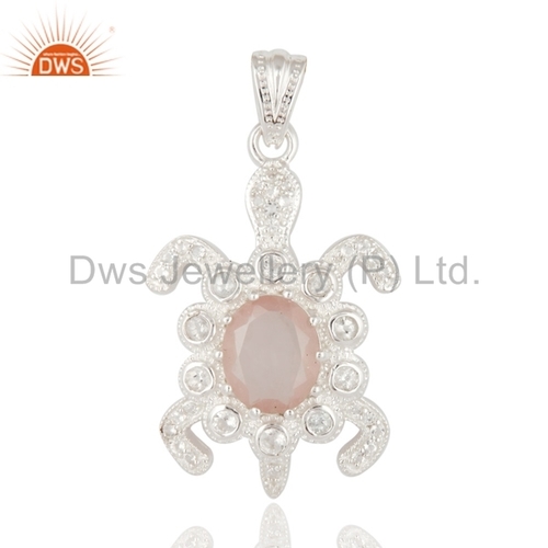 925 Sterling Silver Turtle Design Gemstone Pendant - Fine Necklace & Pendant, Handcrafted Natural Gemstone Detail, Elegant and Durable Quality