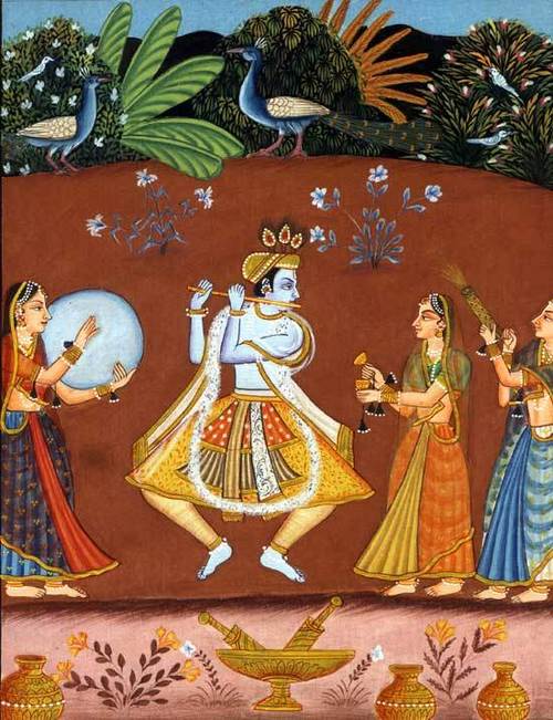 Dance of spring a   mewar painting  