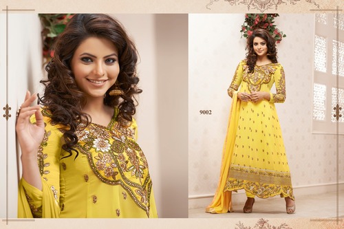 Dashing Diva Yellow Embriodered Anarakli Salwar Suit