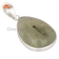 Prehnite 925 Sterling Silver Pendant - 40x24 Mm, 13.676 Grams, Exquisite Theme Design For Anniversary, Engagement, Gift Or Wedding